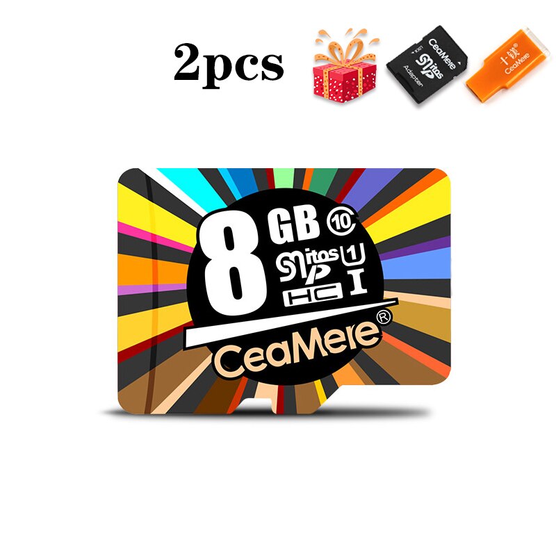 Ceamere 2Pcs Micro Card Class10 8Gb Class6 16Gb/32Gb U1 64Gb/128Gb/256Gb U3 Geheugenkaart Flashgeheugen Micro Tf Voor Smartphone: SM-TF-XC8GB-2pcs