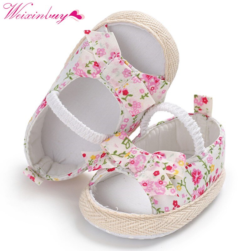 Meisje Sandalen Baby Schoenen Print Boog Netting Baby Meisje Sandalen Strand Meisje Schoenen Katoen Zachte Baby Sandalen