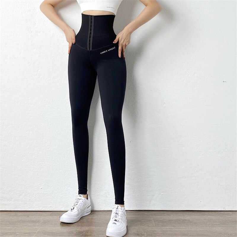 High Waist Body Building Fitness Legging Stretch Tights Body Shaping Trousers Running Leggings Workout Training Pants Firm Thin