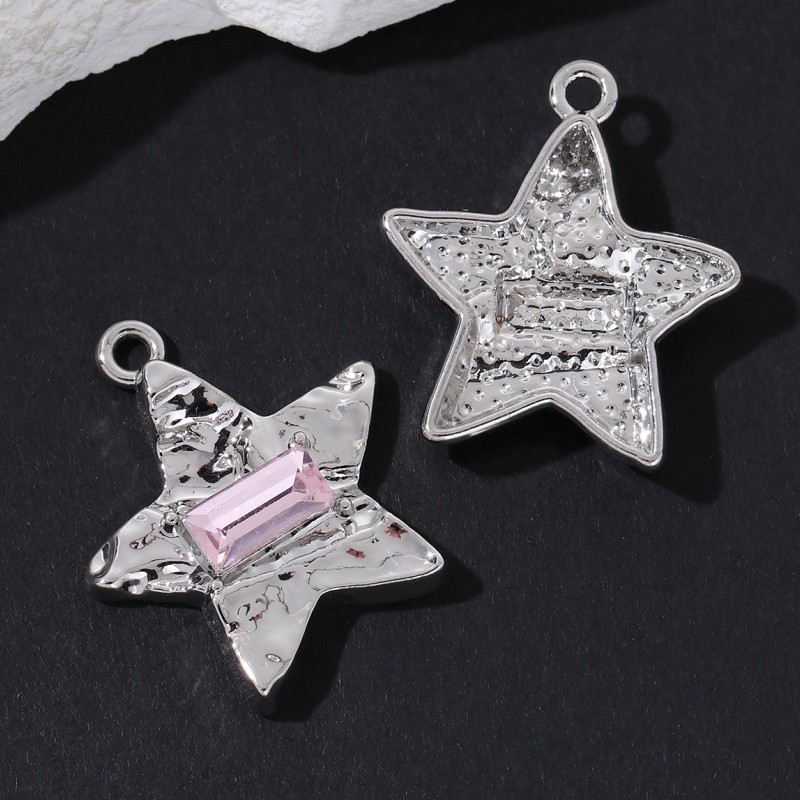 5 stuks roze vlinder-, ster- en hartvormige emaille bedeltjes, schattige  y2k leuke hangers in coole stijl voor het maken van zelfgemaakte sieraden.: Goudkleurig