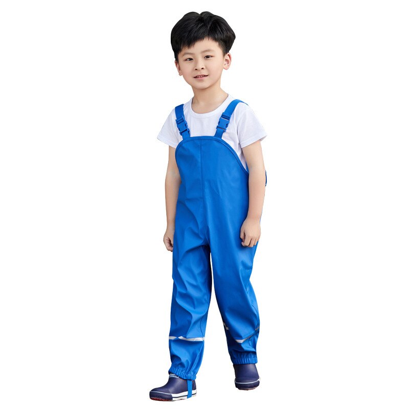 Children Waterproof Overalls Baby Boys Girls Trousers Children Waterproof Pants Kids Rain Pants For Autumn And Winter Four Color: Blue / Height 91-104 cm