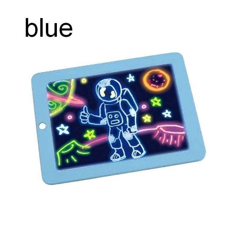 LED Artboard Interesting Cartoon Blue/Red Art Manual Graffiti Magic Drawing Board Student Painting 3d Painting Board: BLUE