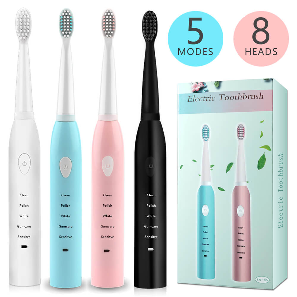 Ultrasonic Electric Toothbrush Rechargeable Dental Scaler Tooth Calculus Cleaner Portable Remover Stains Dentist Brush Heads Box