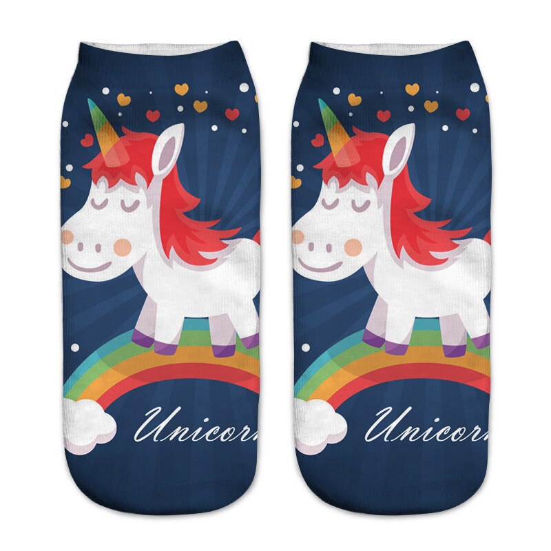 Impression 3D licorne femmes chaussettes printemps été filles chaussettes courtes adulte femme enceinte cheville chaussettes Sokken Meias: color15