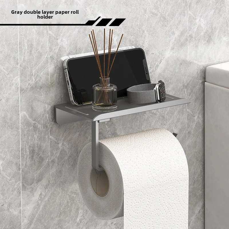 Aan de muur te bevestigen toiletrolhouder met zelfklevende achterkant, geschikt voor toiletpapier, gemaakt van kunststof en eenvoudig te installeren.: Paars