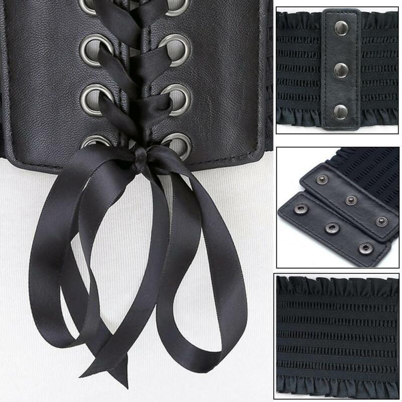Cinturón de piel sintética suave para mujer, corsé corbata envolvente, cintura ancha