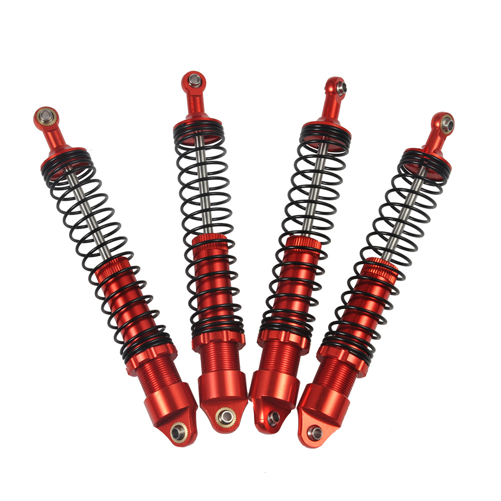 Amortisseurs RC En Métal 2 Pièces Avec Ressorts – 100 Mm Compatible SCX10 D90 1/10 – Amélioration Des Performances Et Absorption Des Chocs – Rouge