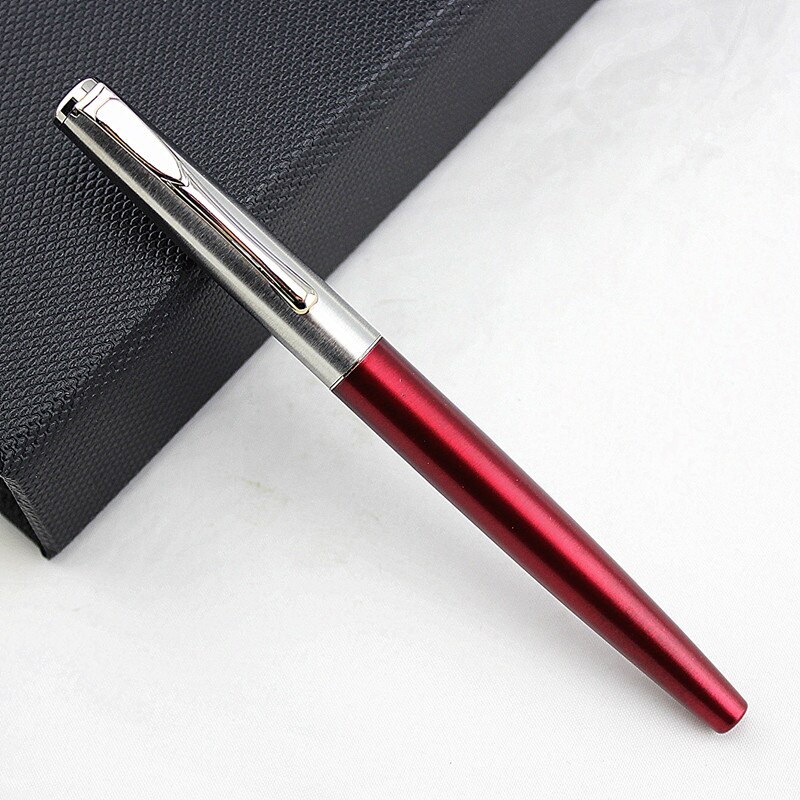 Luxury blue Business Metal Fountain Pen Nib Medium black Clip School Supplies: W