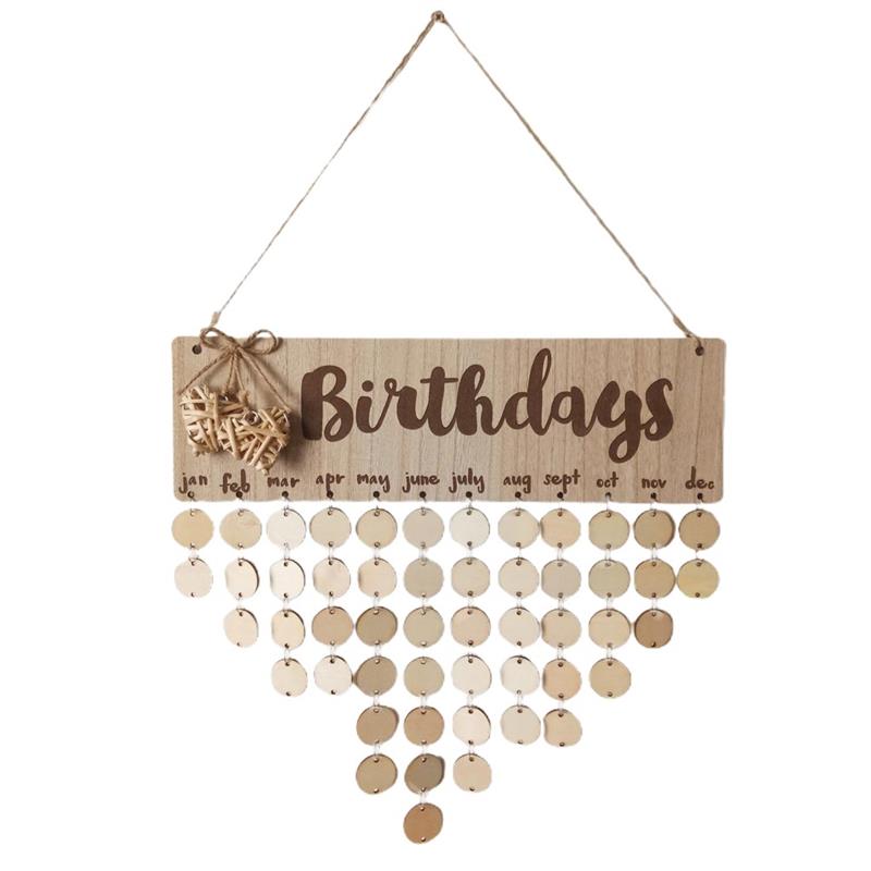 DIY Wood Calendar Birthday Reminder Board Family Heart Printed Wall Calendar Sign Special Dates Reminder Home Hanging Decor: B