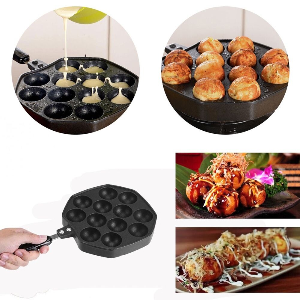 12 Holtes Aluminium Takoyaki Pan Maker Bakken Formulieren Mold Koken Gereedschap