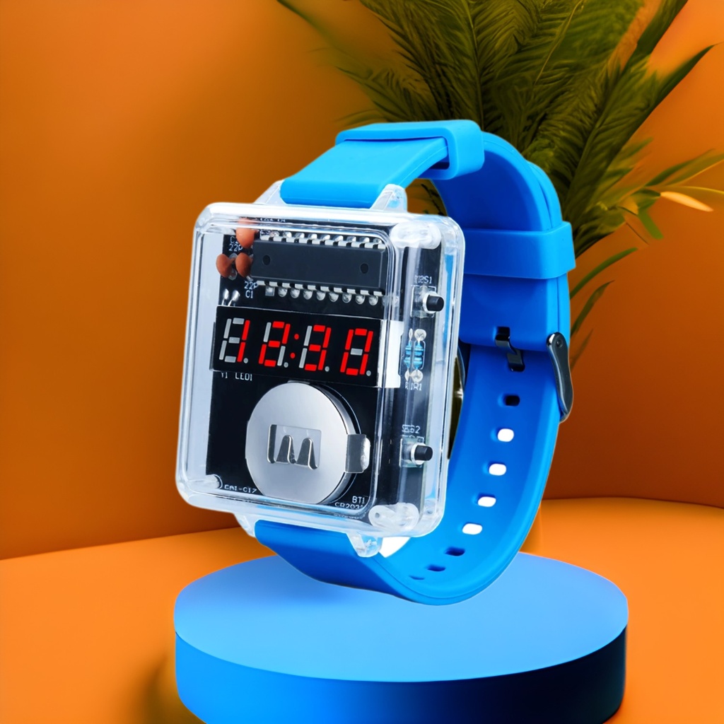 Kit de montre électronique à monter soi-même, affichage numérique LED , boîtier Transparent 3V, Kit de bricolage à souder pratique électronique