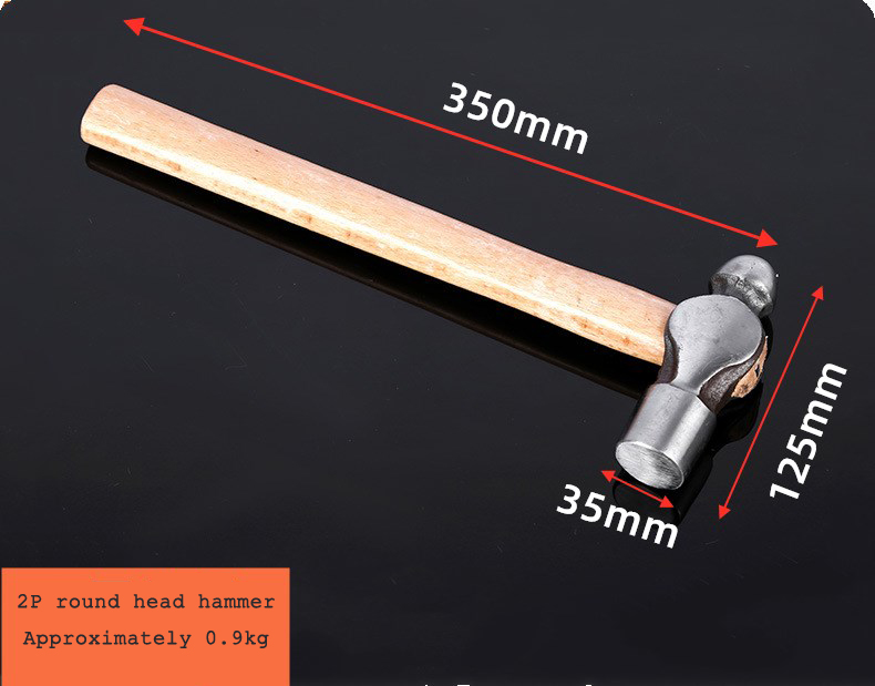 Round head hammer with wooden handle, household hand hammer, small hammer, teat hammer, woodworking installation hammer, teat ha: 2P
