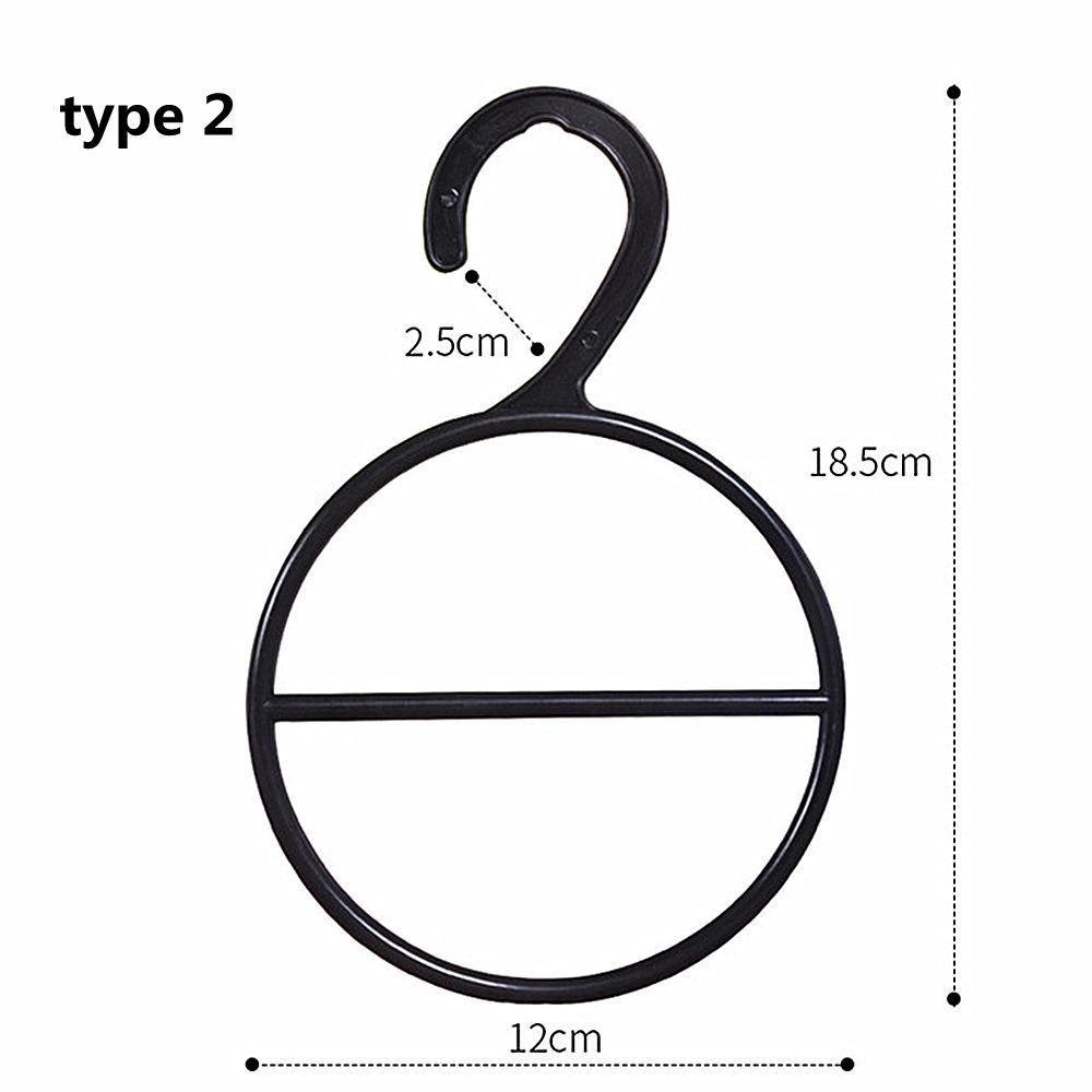 Mini cintre rond ovale en plastique, 1 pièce, créative, noir/blanc/Transparent, 1/2 couches, écharpe, cintre antidérapant,: black-type 2