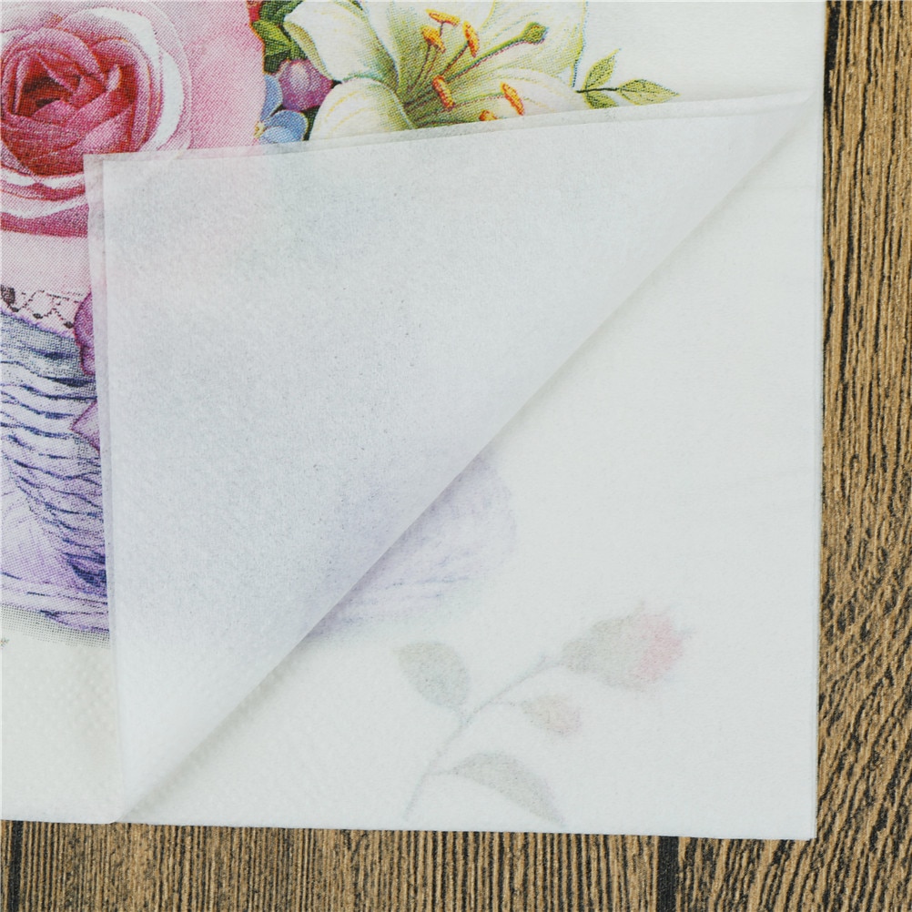 20 st/lot blommigt blomtema pappersservetter silkespapper servetter decoupage dekoration festtillbehör 33 x 33cm