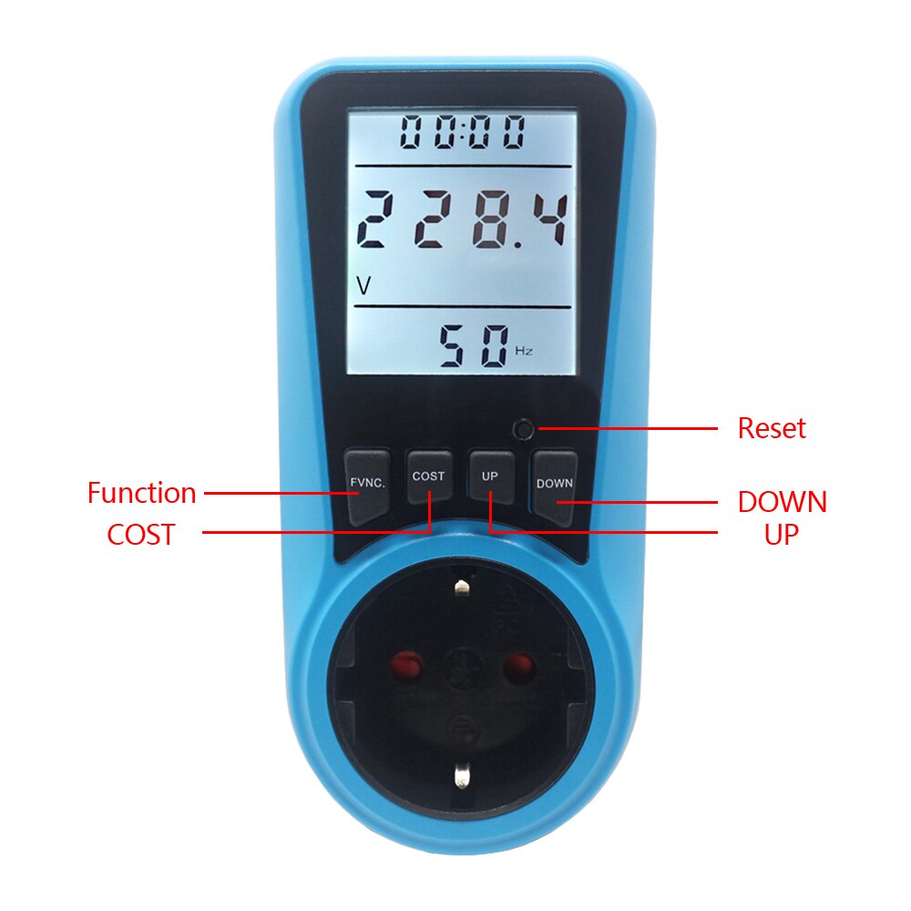KETOTEK AC 230V 50Hz Energie Meter EU/UNS/FR Stecker Steckdose Digital Wattmeter Watt Energie Monitor zeit EU Buchse Analysator