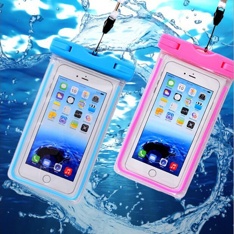 6.0 "pvc luminoso smartphones sacos para xiaomi redmi 5 plus caso à prova dwaterproof água para iphone 6s para huawei p20 p10 para samsung s8 caso