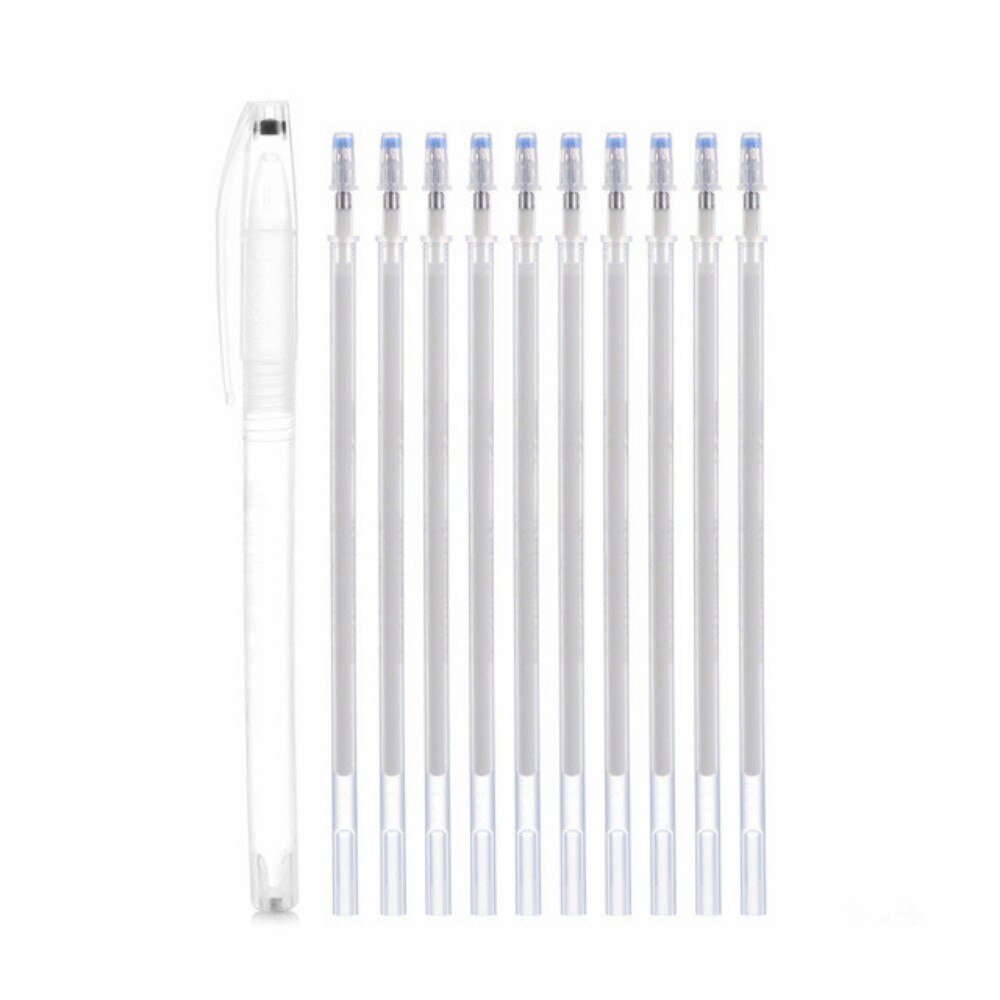 11pcs/set Heat Wrap Fade Out Fabric Markers Pencil High Temperature Disappearing Marker Pens Sewing Drawing Lines Accessories: White