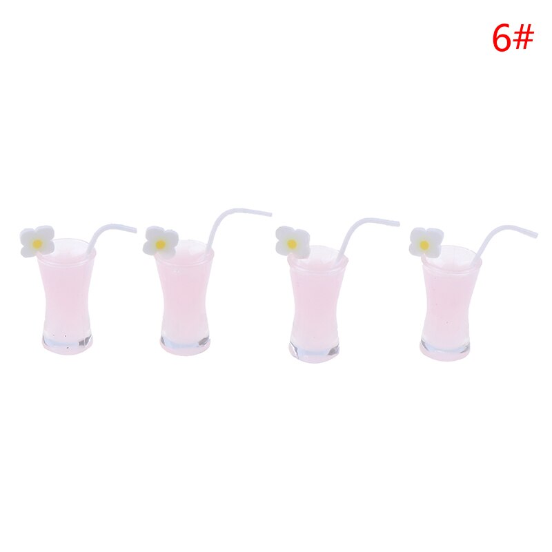 4pcs 1/12 Dollhouse Miniature Resin Cocktail Cup Drink Glass Toy Doll House Decoration 1:12 Simulation Room Furniture Toys: F