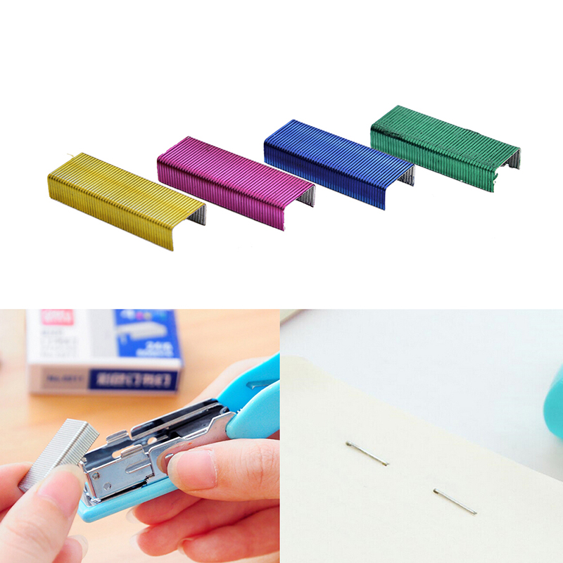 1Pack 10mm Colorful Stainless Steel Staples Office Binding Supplies