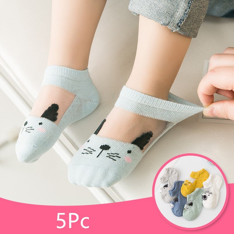 5 paires de chaussettes d'été en coton fin à la pour enfants, chaussettes pour bébés filles en bas âge