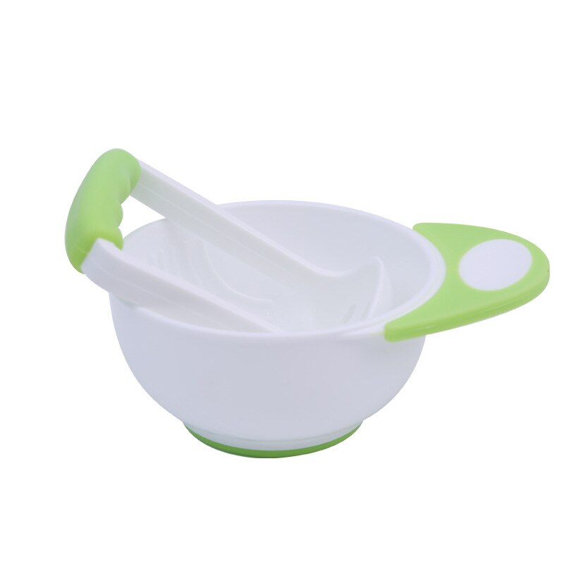 Babymadfabrikker og beholderskål sæt manuel slibning retter baby madlavning værktøj foderskål babyfrugt madbeholdere skåle: Grøn hvid