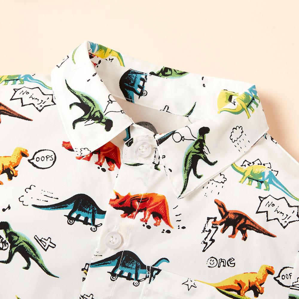 Patpat 2020 novo verão bebê menino dinossauro impresso camisas diárias topos casual multi-color