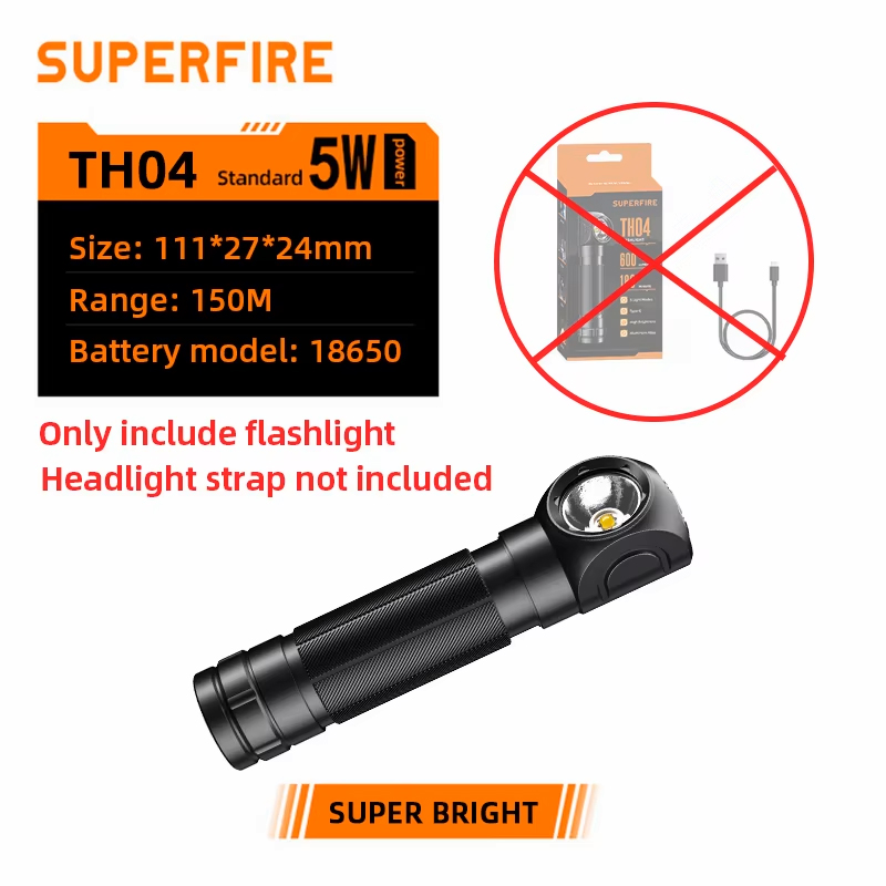 SUPERFIRE TH04-S Stirnlampe 1200 lm, superhell, USB-C, wiederaufladbar, 90 ° Verstellbare Kopf-Taschenlampe, LED-Scheinwerfer mit magnetischem Schwanz: Blau