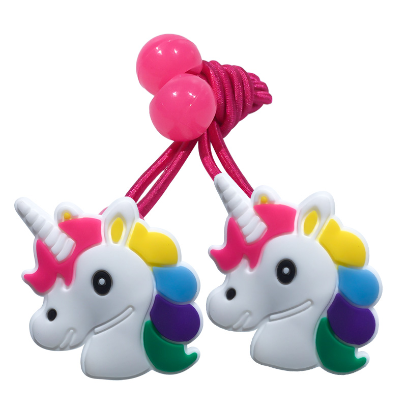 Eenhoorn Elastische Haarbanden Kids Rubber Hoofdbanden Haar Clips Haarspelden Meisjes Hoofddeksels Kinderen Haaraccessoires: 1pair  3027-02
