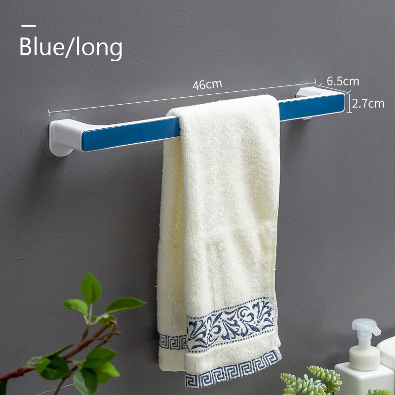 Rejilla para almacenamiento de toallas de baño, toalla con perforaciones rejilla para almacenamiento de toallas, gancho montado en la pared, toallitas de cocina, aparatos colgantes: Long blue