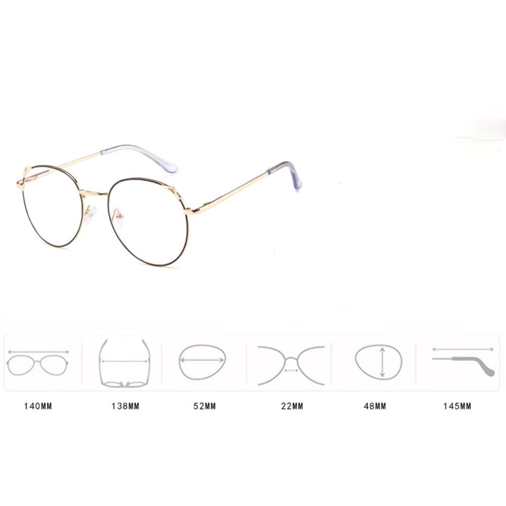 Computer Glasses Anti Blue Light Gaming Glasses Retro Round Circle Metal Glasses Frame Can Be Equipped With Other Glasses