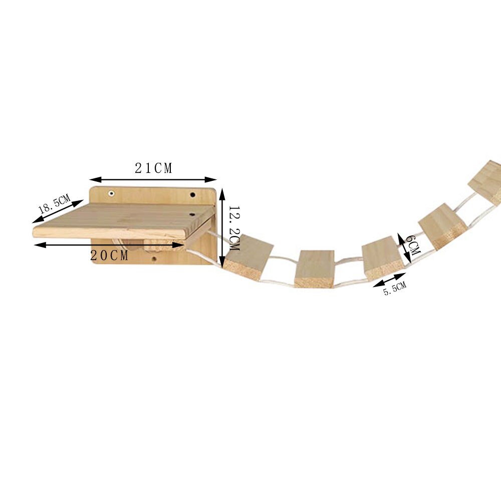 Massief Houten Wand Kat Klimrek Suspension Bridge Set Kat Stappen Bed Plank Tree Tower Kat Speelgoed