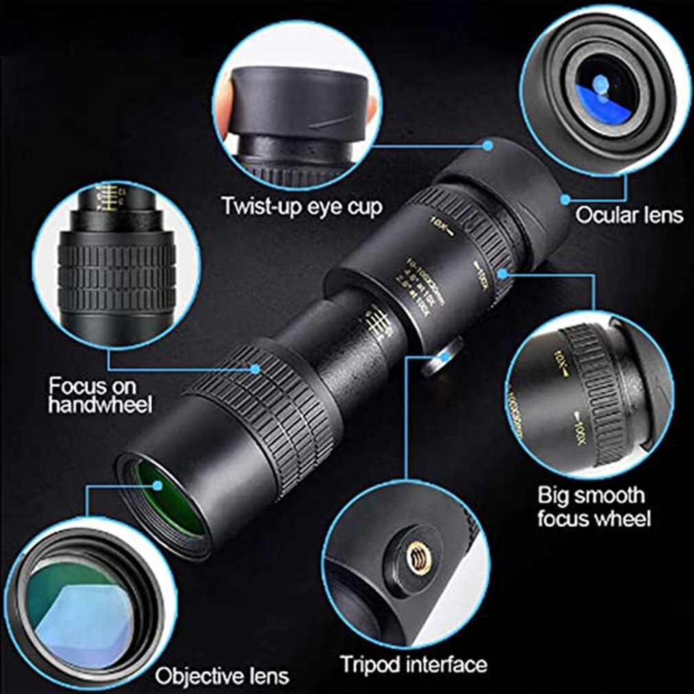Monocular Telescope 10-300X40 High Magnification HD Zoom Mini Scope for Mobile Phone Photography