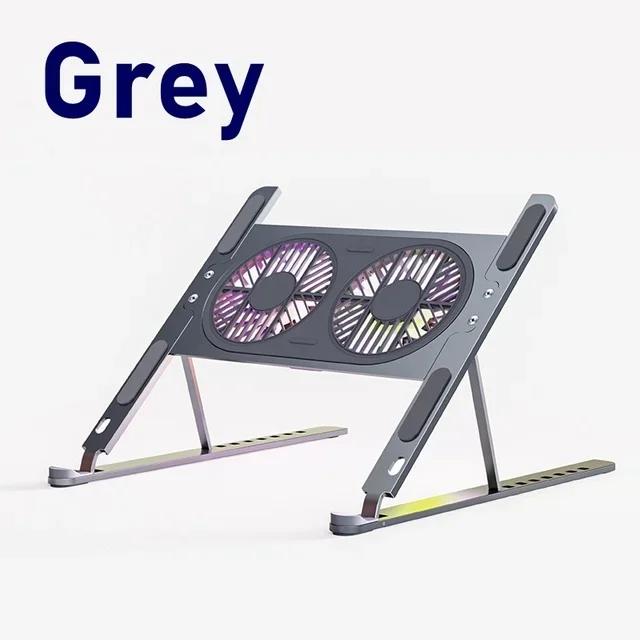 Aluminiums bærbar stativ sammenleggbar skrivebordsstige lydløs kjølevifte justerbar bærbar stativ for macbook pro air datamaskin pc ipad nettbrett: Oransje