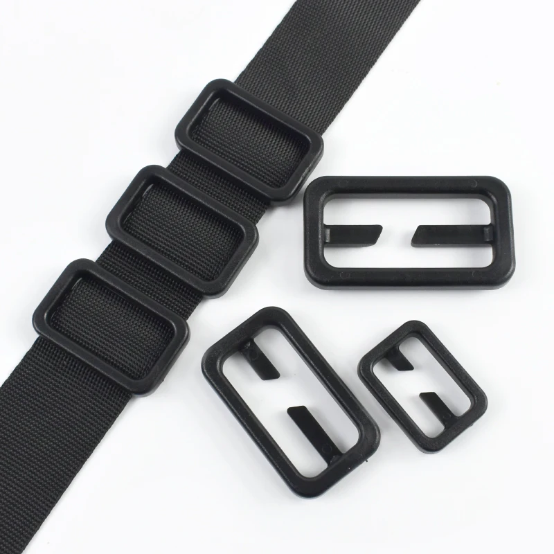 10-50Pcs Plastic Bag Strap Buckles 20-50mm Tri Glide Slider Ring Clasp Luggage Webbing Adjuster Buckle DIY Handware Accessories