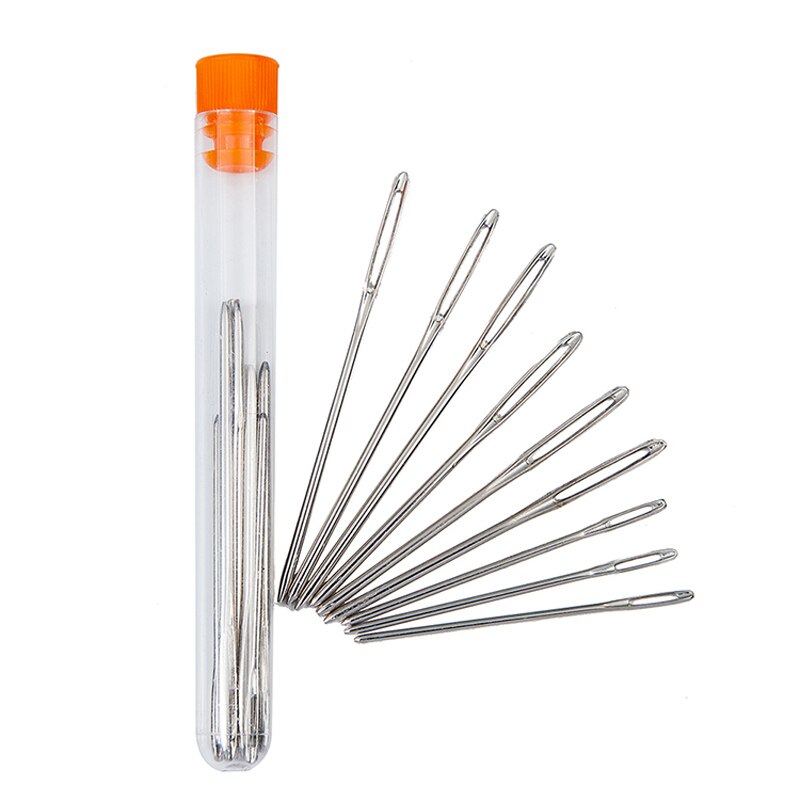Aguja de costura de cuero para bordado de acero inoxidable, punto de cruz, hilo de tejer, accesorios de costura, herramientas de artesanías para manualidades, 9 Uds.