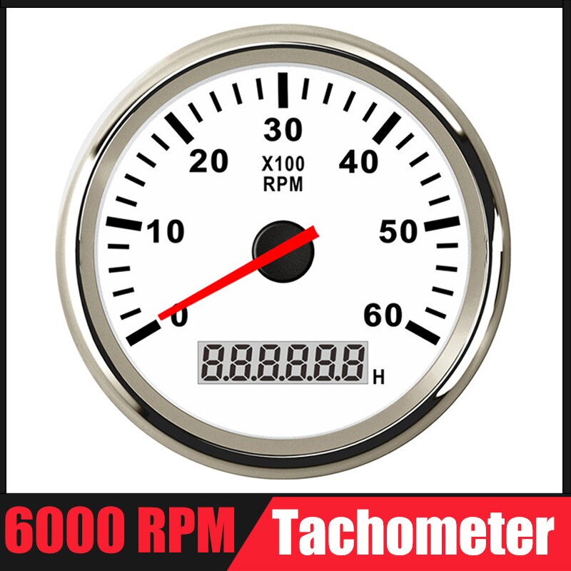85mm Auto-Tachometer 6000 RPM Diesel- Tachometer Mit LCD Betriebsstundenzähler verrotten Hintergrundbeleuchtung Für Stiefel Marine Zubehör12V 24V: WS 0-6KRPM