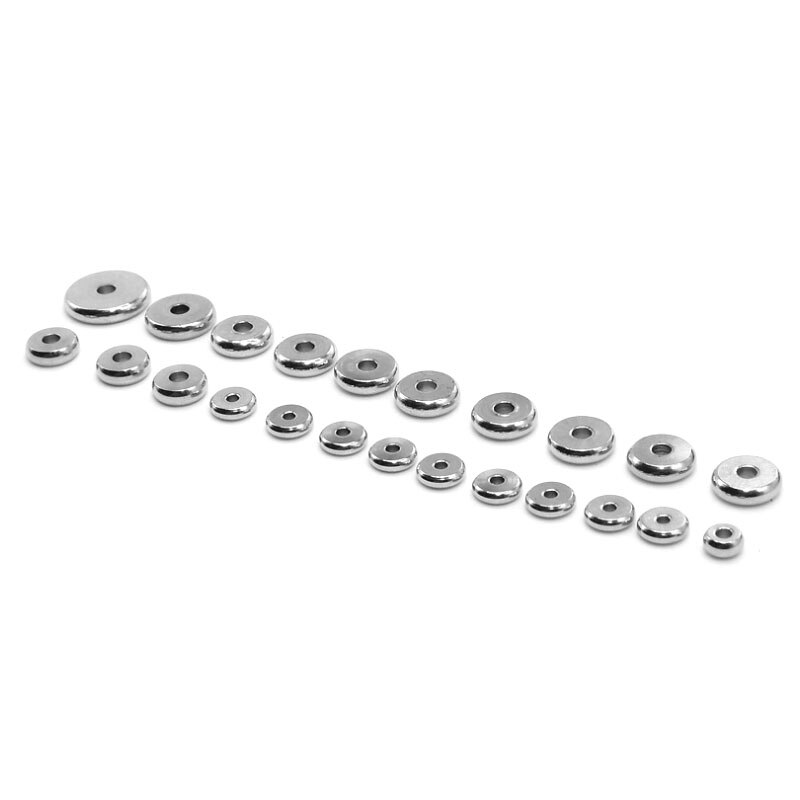 50 teile/los 4 5 6 8 10mm Edelstahl Flache Runde Perle verlieren Abstandshalter Perlen für DIY Schmuck Machen halskette Zubehör