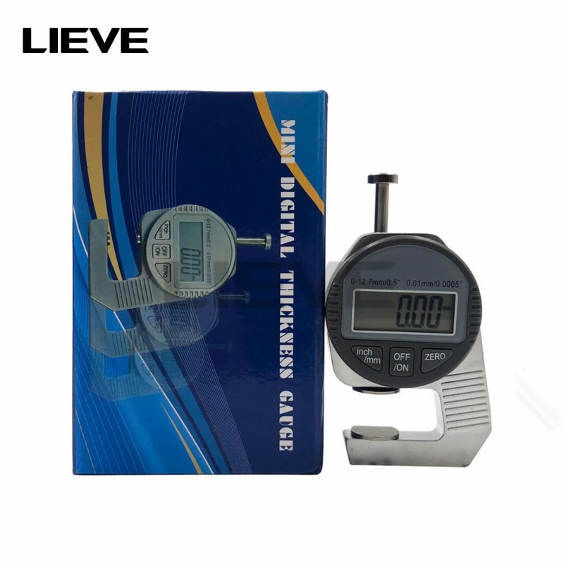 Digital Thickness Gauge Meter micrometer 12.7mm Large LCD Electronic Dial Indicator Sponge Thickness Measure Tool