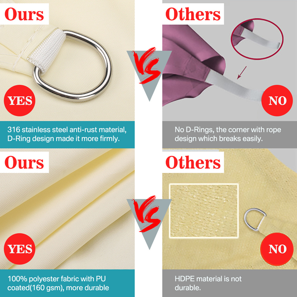 4x3M Large Sun Shade Sails Water Permeable UV Block Canopy Heavy Duty Carport for Patio Outdoor Garden Tent Sail Cloth Awning