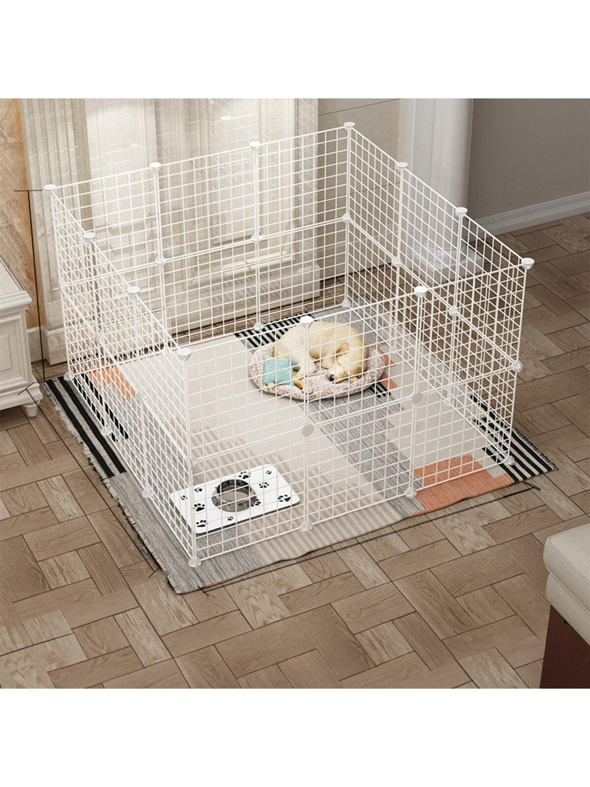 Valla blanca para mascotas, malla de hierro DIY, se puede combinar libremente, jaula para gatos, jaula para perros, jaula para hámster, jaula para conejos