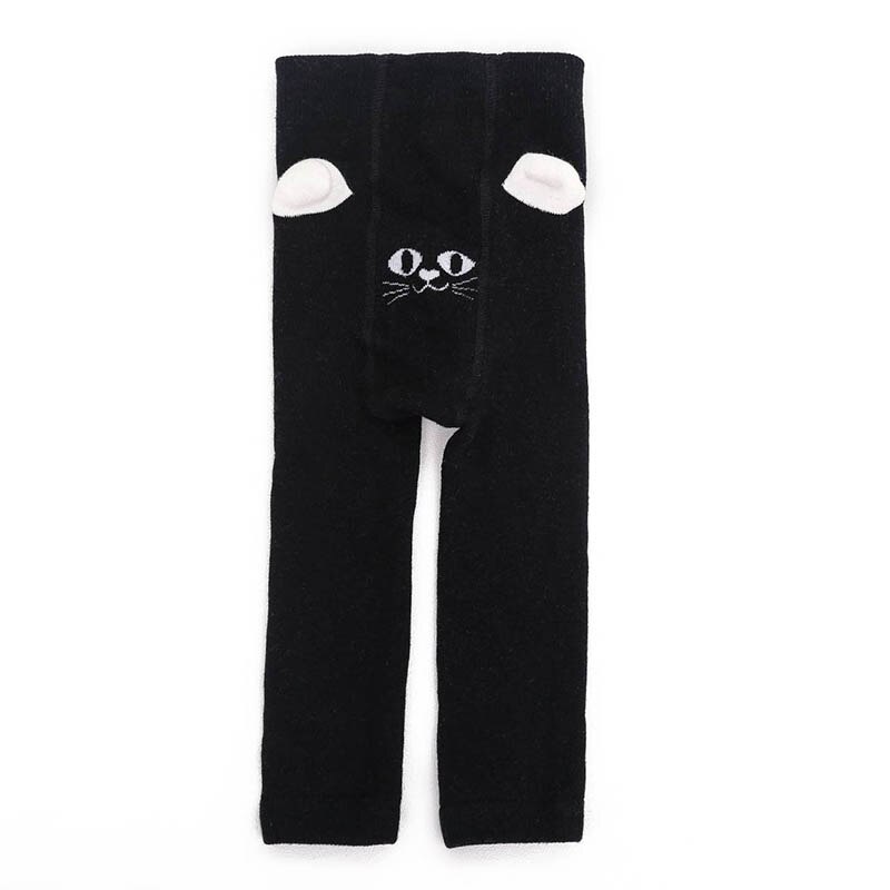 Automne hiver tricoté bébé collants dessin animé mignon enfants collants épaissir infantile garçons filles collants pantalons: 6-12 Months black