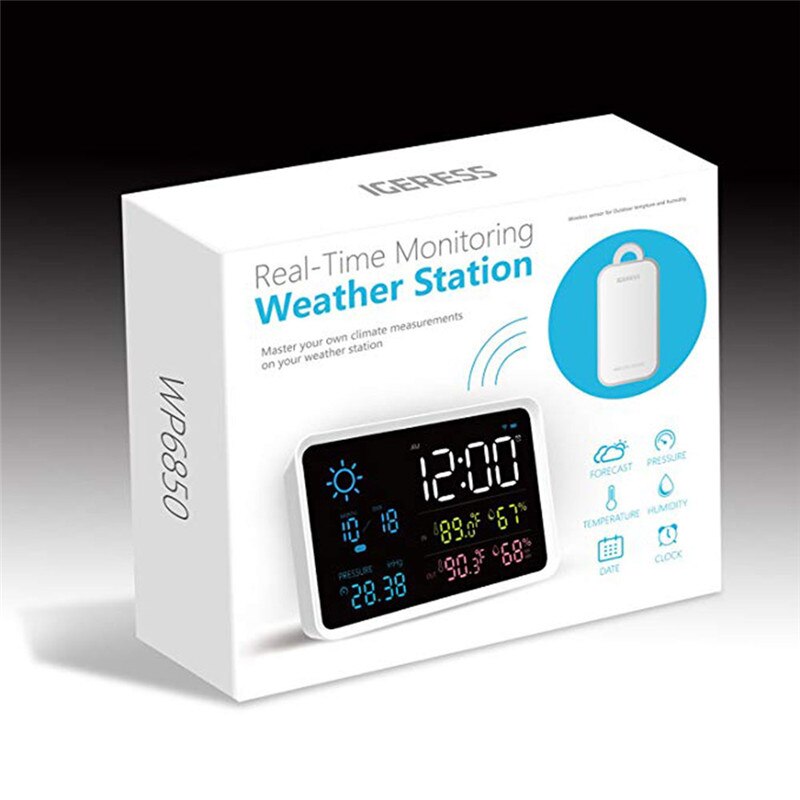 2019Hot Alarm Clock Digital Clock Weather Station Temperature Humidity Display Atmospheric Pressure Forecast Clock Clock