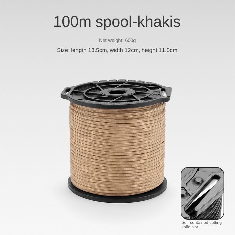 650 Paracord 9-strängiges 4 mm Fallschirmseil mit multifunktionaler Spulenrolle für DIY-Herstellung von Schlüsselband-Armbändern, Hundehalsband, Zeltseil: Schwarz