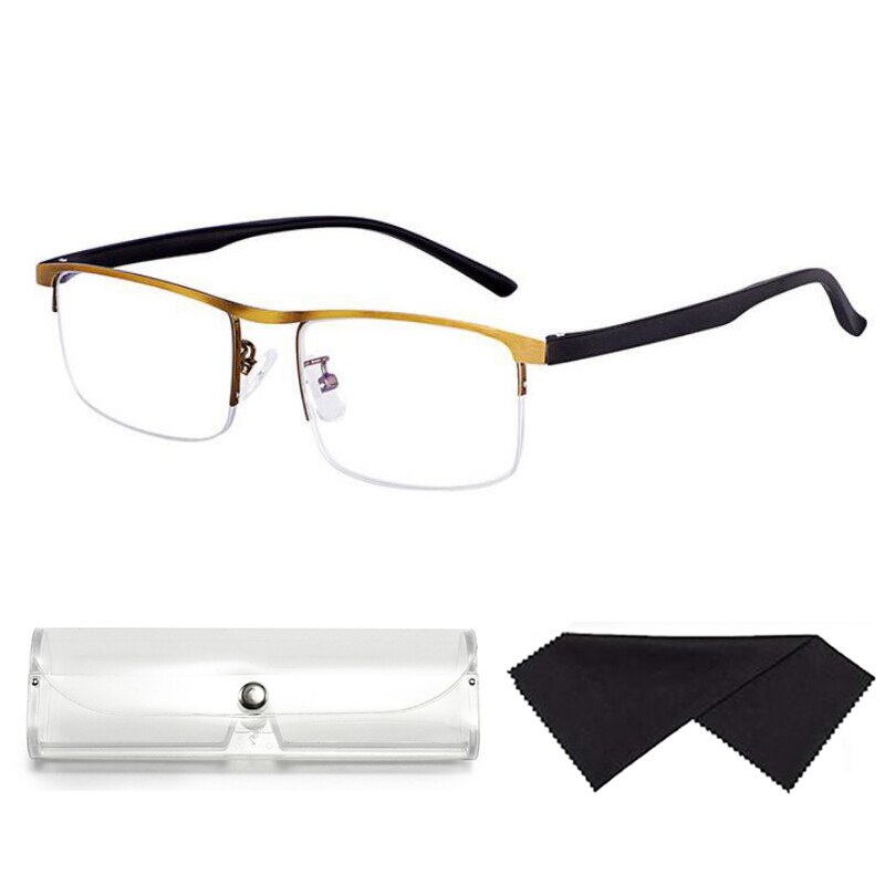 Progresywne wieloogniskowe komputerowe okulary do czytania Niebieskie światło blokujące zawias sprężynowy ze stopu tytanu Wieloogniskowe okulary do czytania: Złota / + 400