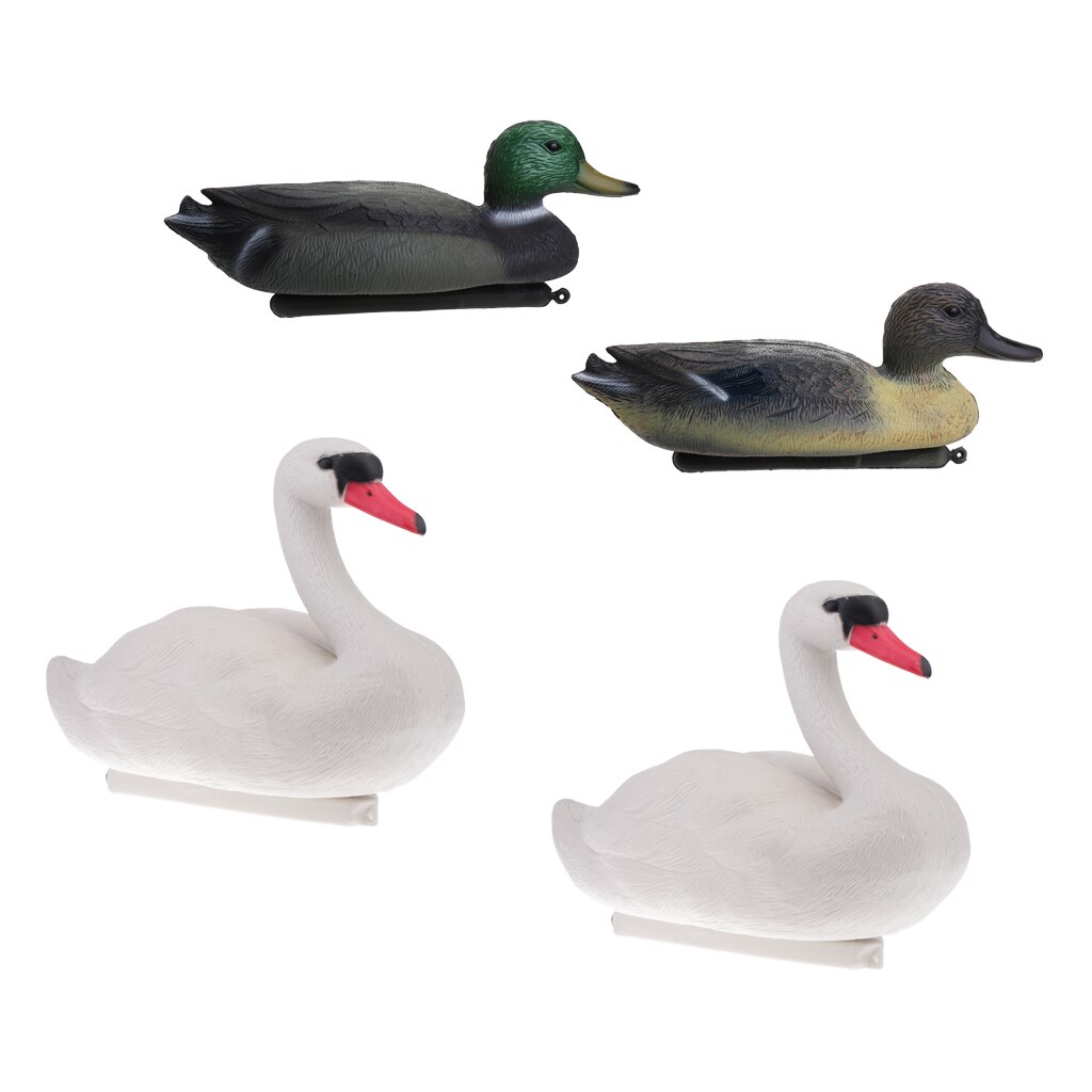 4PCS Simulated 3D Lifelike Duck Decoy + Goose Decoy, Plastic Floating Decoying, Lifelike