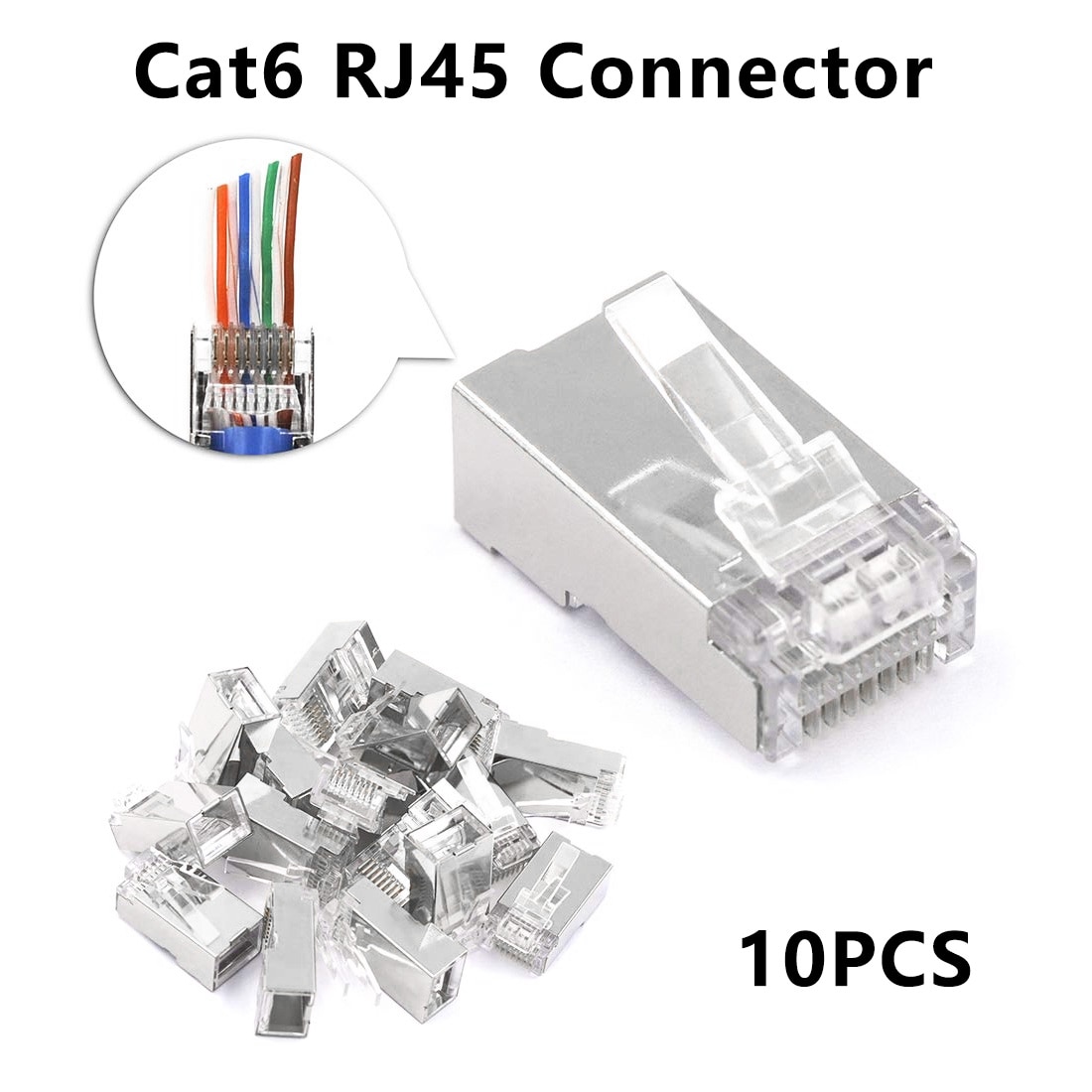 Nettverkskontakt cat 6 rj45- kontakt modulær ethernet-kabel hodeplugg kat 6 crimp nettverk  rj 45- kontakt gullbelagt