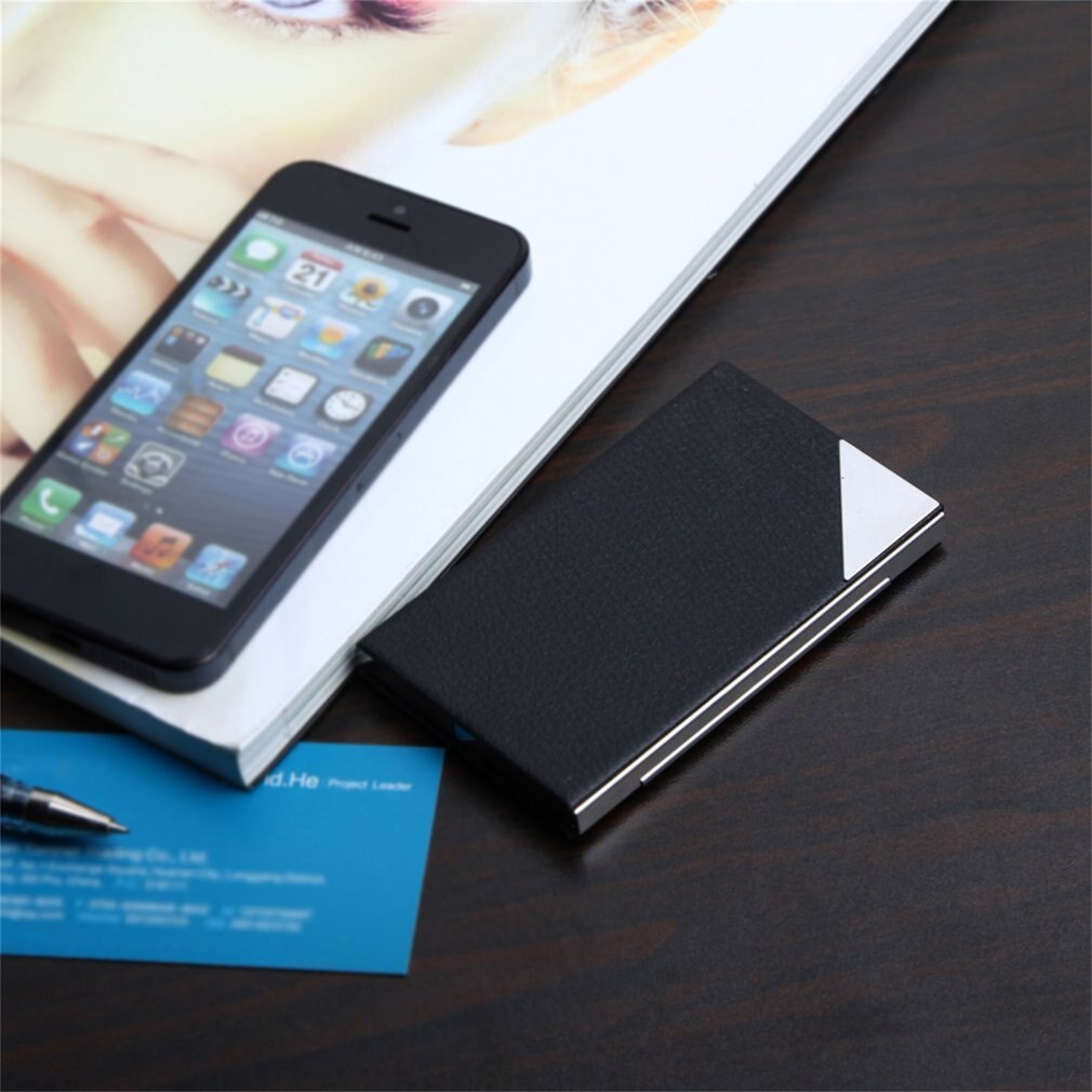 Luxe waterdichte roestvrijstalen pu-leren hoes met vintage bedrijfsnaam id-creditcardhouder