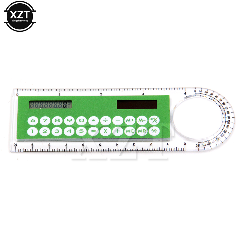 mini linijka 10cm kalkulator na baterię słoneczną 8 cyfr lupa wielofunkcyjny kątomierz Calculadora artykuły biurowe szkoła papiernicze