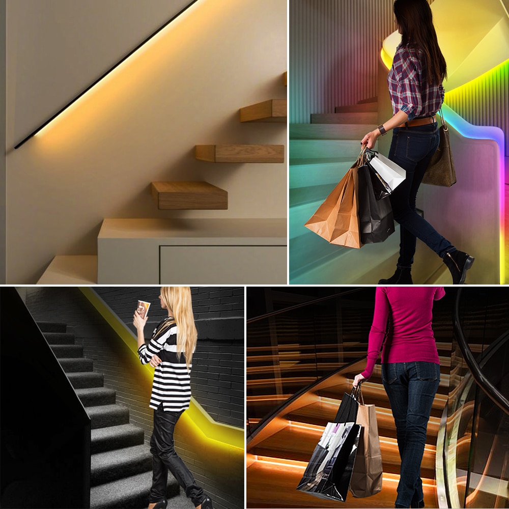 Led ladder Controller 12V Power Dual Motion Sensor Stair Light Stairway Sense Step for Led strip Lights IC WS2812B WS2811 1903