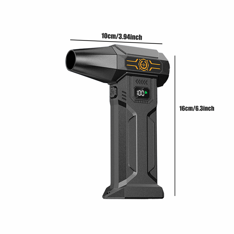 ABUDODO Ventilador turbo jato portátil portátil, motor sem escova de alta velocidade, secador de ar, vento ultra forte com display de bateria